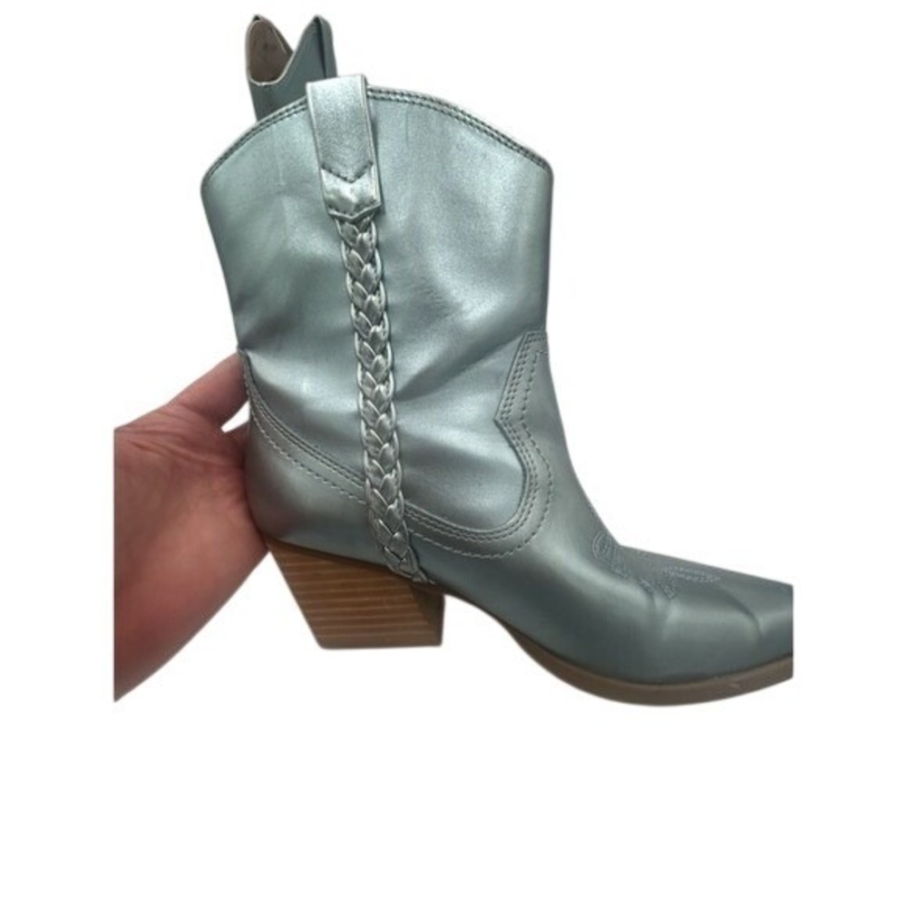 Dolce Vita Women's Ankle Green Iridescent Karyn Cowboy Boots Size 7.5